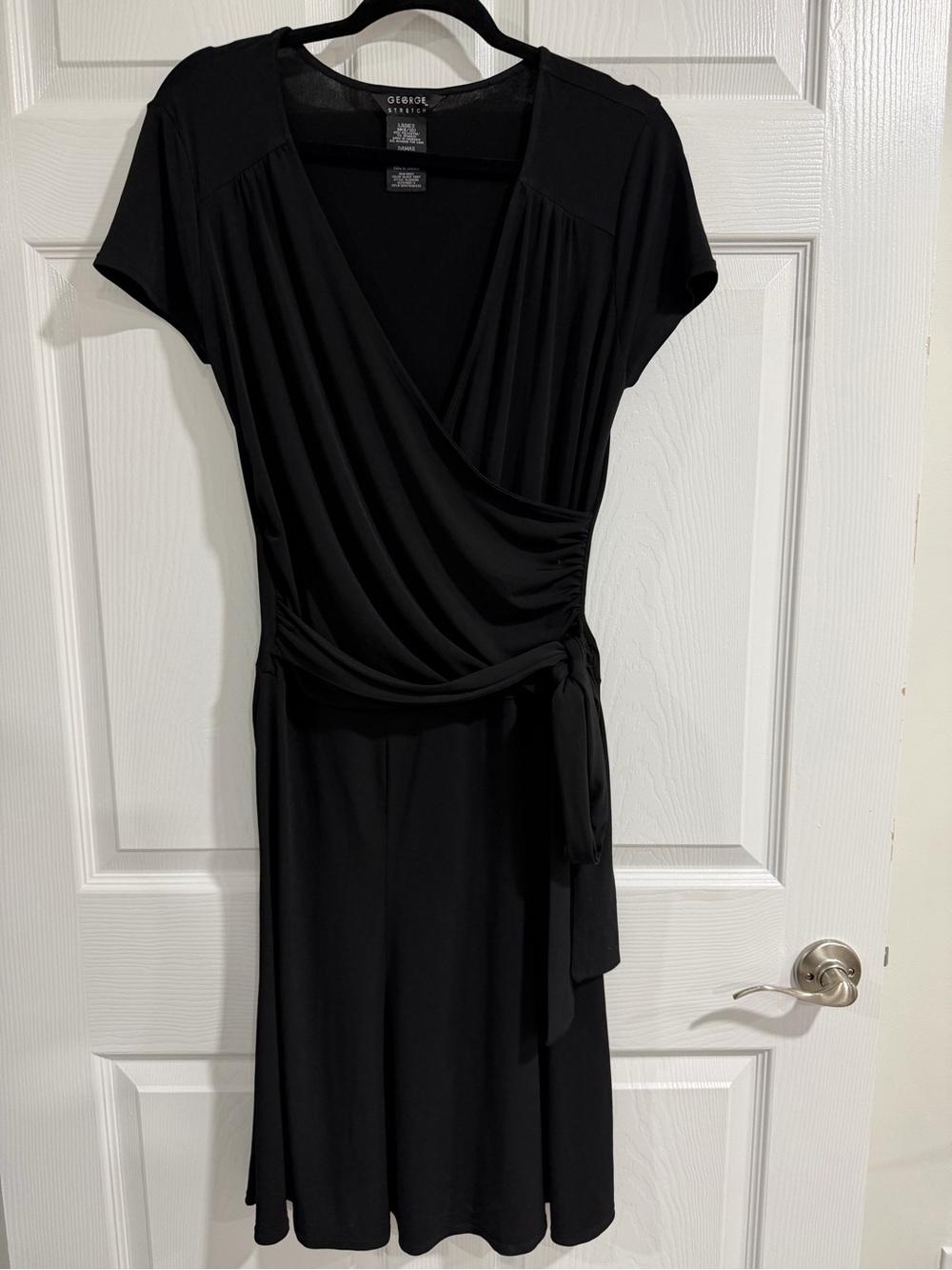 George Black Wrap-Style V-Neck Dress
